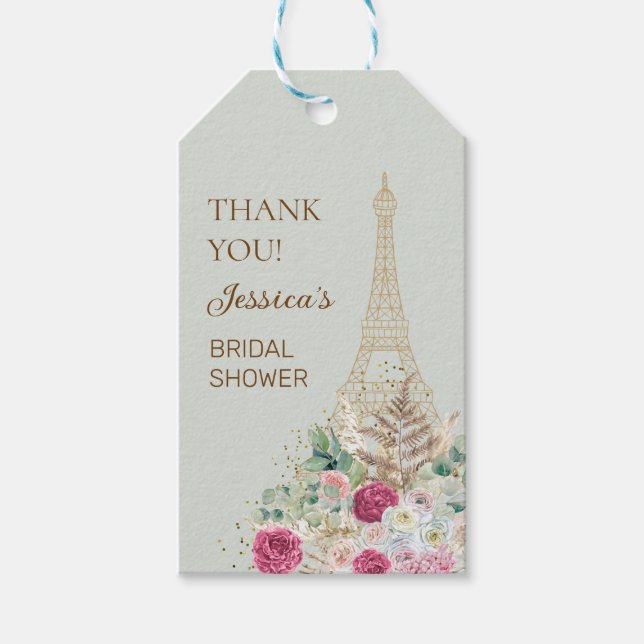 Mint Green Paris Eiffel Tower Brautparty Geschenkanhänger (Vorderseite)