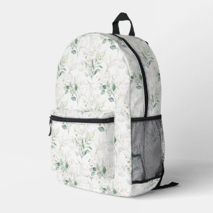 Mint Green Pastel Blumengrün Muster Bedruckter Rucksack
