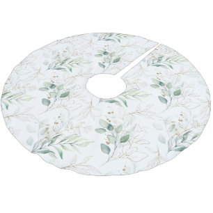 Mint Green Pastel Blumengrün Muster Polyester Weihnachtsbaumdecke