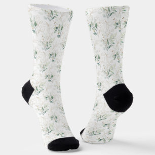 Mint Green Pastel Blumengrün Muster Socken