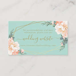 Mint Green Peach Cream Gold Floral Wedding Website Begleitkarte