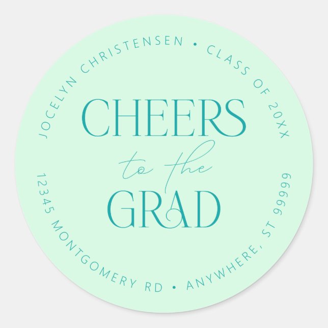 Mint Green Personalisiert Cheers an den Grad Runder Aufkleber (Vorderseite)