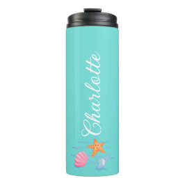 Mint Green Personalisiert Seashells Thermosbecher
