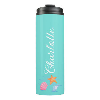 Mint Green Personalisiert Seashells Thermosbecher