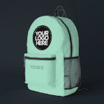 Mint Green | Personalisiertes Firmenlogo und Text Bedruckter Rucksack<br><div class="desc">Classic Minze Green Color | Personalisiertes Firmenlogo und Text Moderner Business-gedruckter Rucksack</div>