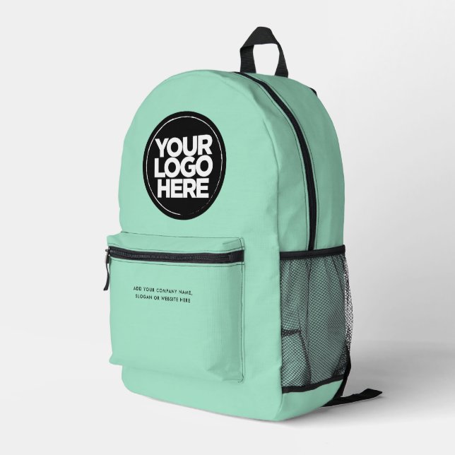 Mint Green | Personalisiertes Firmenlogo und Text Bedruckter Rucksack (Rückseitige Ecke Rechts)