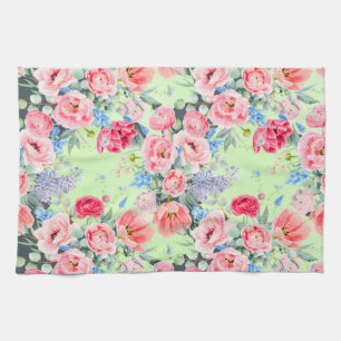 Mint Green Pink Floral Kitchtuch Geschirrtuch