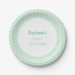 Mint Green Polka Dot Baby Dusche Pappteller
