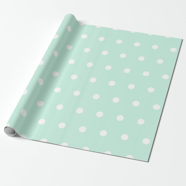 Mint Green Polka Dot Geschenkpapier (Ungerollt)