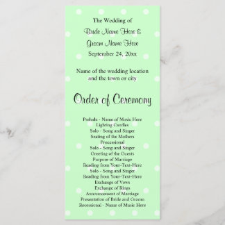 Mint Green Polka Dot Muster. Hochzeitsprogramm Programm