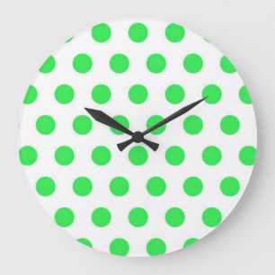 Mint Green Polka Dots Große Wanduhr