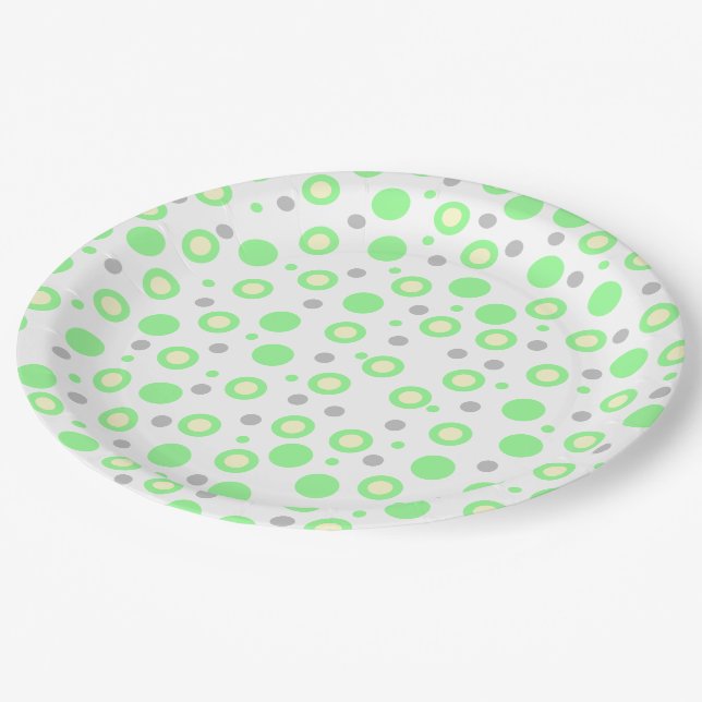 Mint Green Polka Dots Pappteller (Schrägansicht)