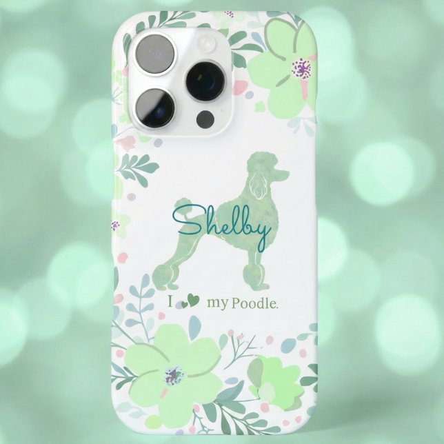 Mint Green Poodle | Custom Floral Dog Mom iPhone Hülle (Von Creator hochgeladen)