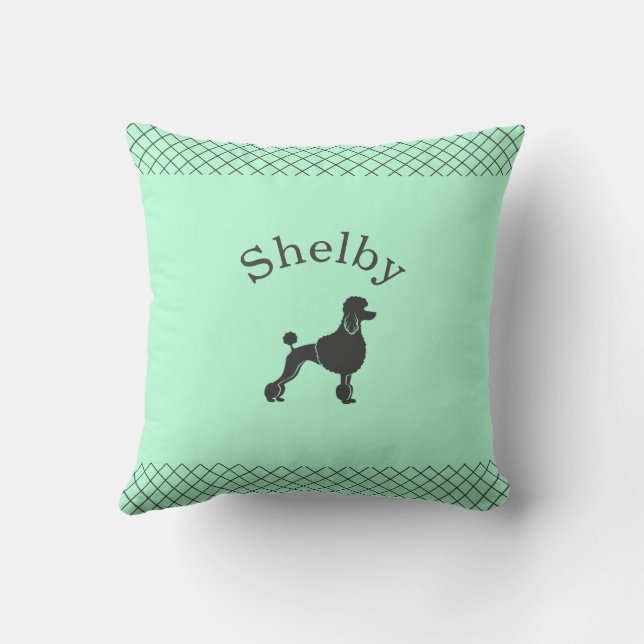 Mint Green Poodle Personalized Matching Kissen (Rückseite)