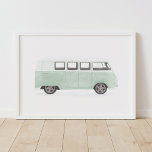 Mint Green Retro Van Kinderzimmer Dekor Poster<br><div class="desc">This original watercolor artwork was crafted with care for a wall of your home that needs a little bit of love!</div>