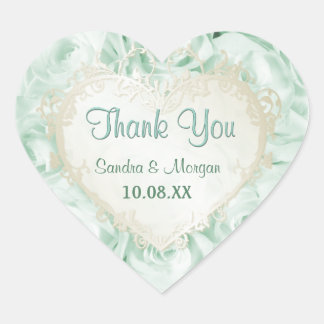 Mint Green Rose Elegance - Danke Herz-Aufkleber