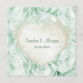 Mint Green Rose Floral Wedding Einladung