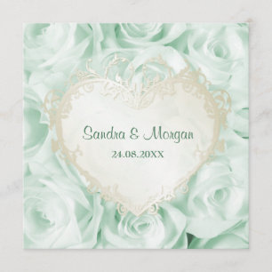 Mint Green Rose Floral Wedding Einladung