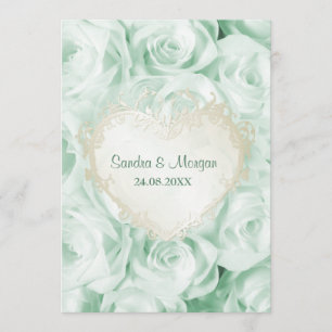Mint Green Rose Floral Wedding Einladung