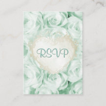 Mint Green Rose Floral Wedding RSVP