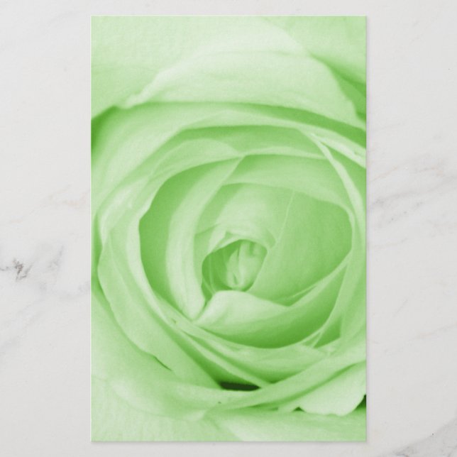 Mint Green Rose Stationery Briefpapier (Vorderseite)