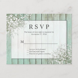 Mint Green Rustic Gipskraut UAWG RSVP Karte