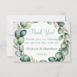 Mint Green & Sage Green Eucalyptus Wedding Dankeskarte