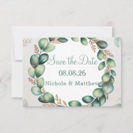 Mint Green & Sage Green Eucalyptus Wedding Save The Date