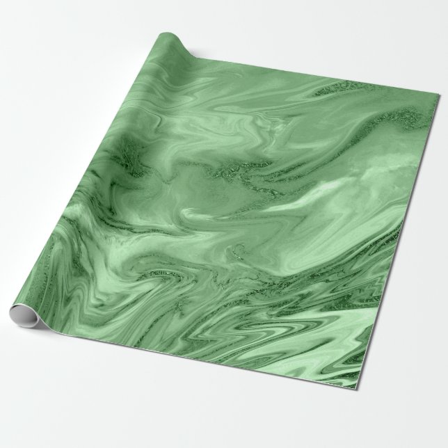 Mint Green Salvia Greenery Marble Molten Metal Geschenkpapier (Ungerollt)