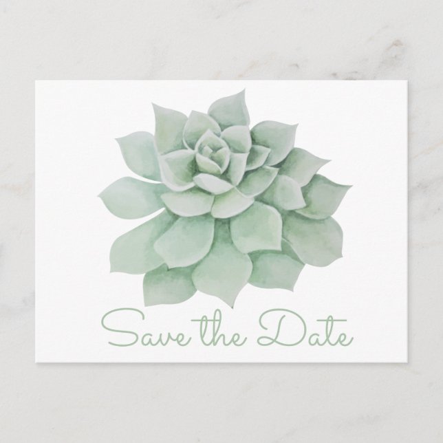 Mint Green Save the Date Sukkulent Cactus Wedding Ankündigungspostkarte (Vorderseite)