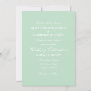 Mint Green Schlicht Simple Wedding Einladung