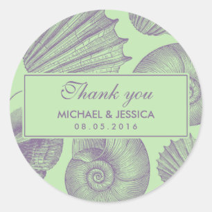Mint Green Sea Muschel Hochzeit Dankeschön Sticker