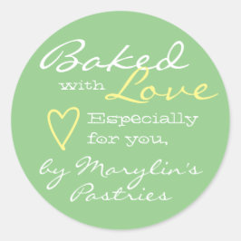 Mint Green Simple Made with Liebe Heart Pastel Runder Aufkleber