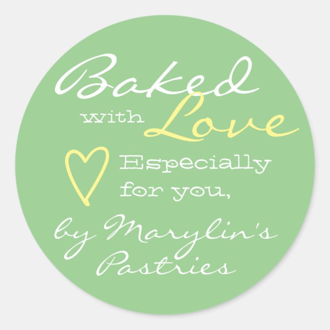 Mint Green Simple Made with Liebe Heart Pastel Runder Aufkleber (Vorderseite)