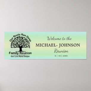 Mint Green Sparkle Family Tree Wiedersehen-Banner Poster