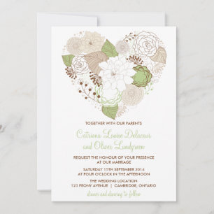 Mint Green Spring Heart Blume Hochzeit Einladung