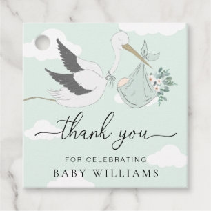Mint Green Stork Baby Dusche Danke Geschenkanhänger