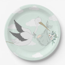 Mint Green Stork Baby Dusche