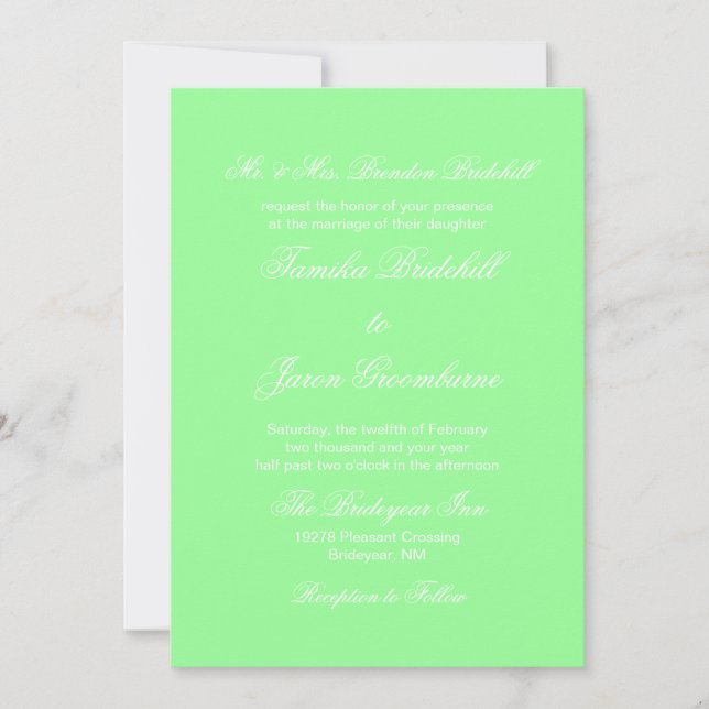 Mint Green stylish ergänzend Color Wedding Einladung (Vorderseite)