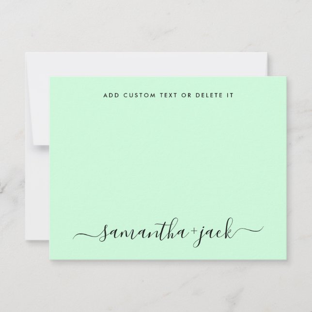Mint Green Stylish Script Elegant Minimalist Mitteilungskarte (Vorderseite)