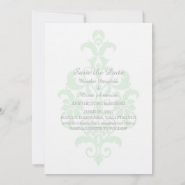 Mint Green subtle Damask Save the Date einladen Einladung
