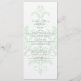 Mint Green subtle Damask Wedding Menu Menükarte