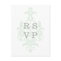 Mint Green subtle Damask Wedding UAWG Postcard