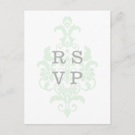 Mint Green subtle Damask Wedding UAWG Postcard Einladungspostkarte