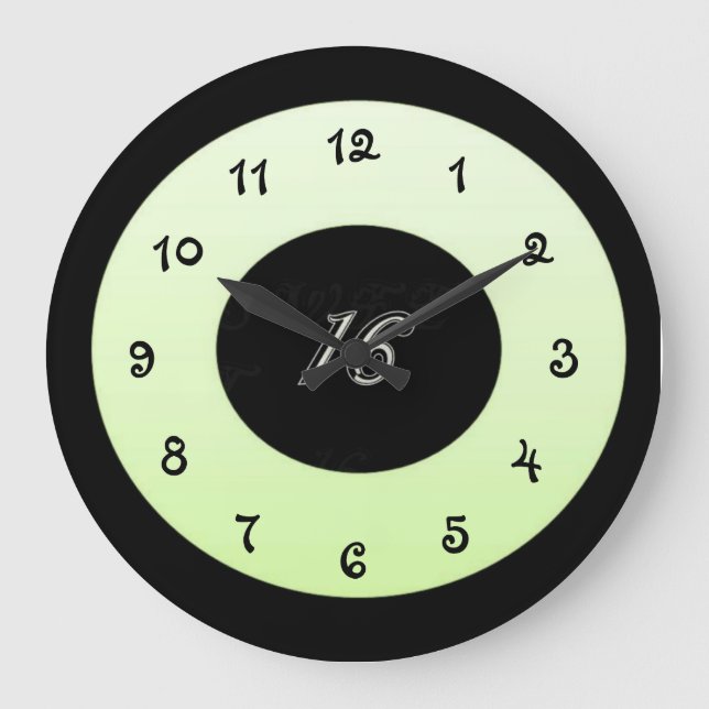 Mint Green Sweet 16 Große Wanduhr (Vorderseite)