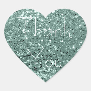 Mint Green Tiffany Glitzer Glam Danke Spark Herz-Aufkleber