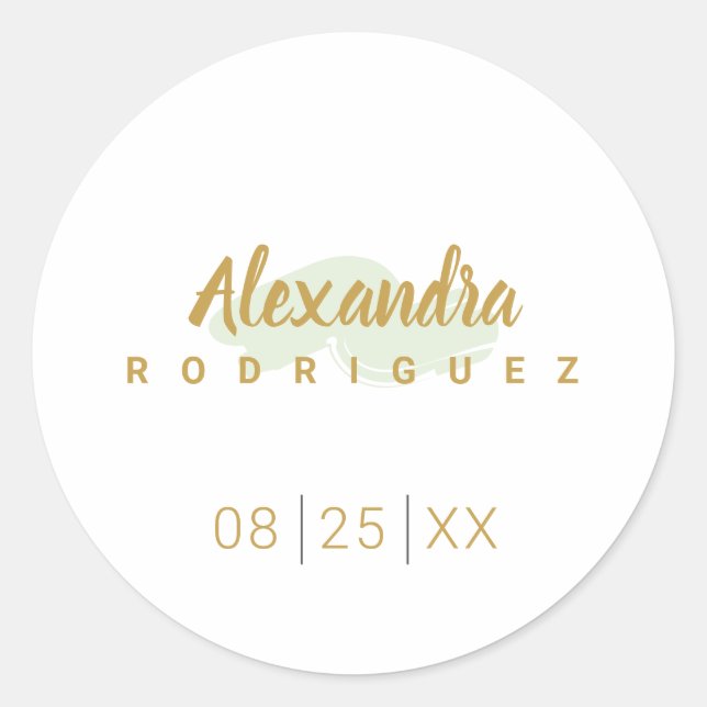 Mint Green und Gold Quinceanera Runder Aufkleber (Vorderseite)