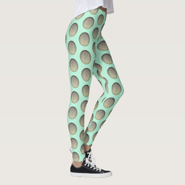 Mint Green und Gray Polka Dots Muster Leggings (Rechts)