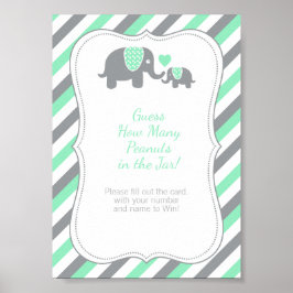 Mint Green und Gray Stripe Elephant - Anweisungen Poster