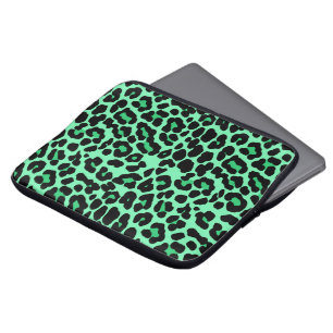 Mint Green und Jade Leopard Print Pattern Laptopschutzhülle